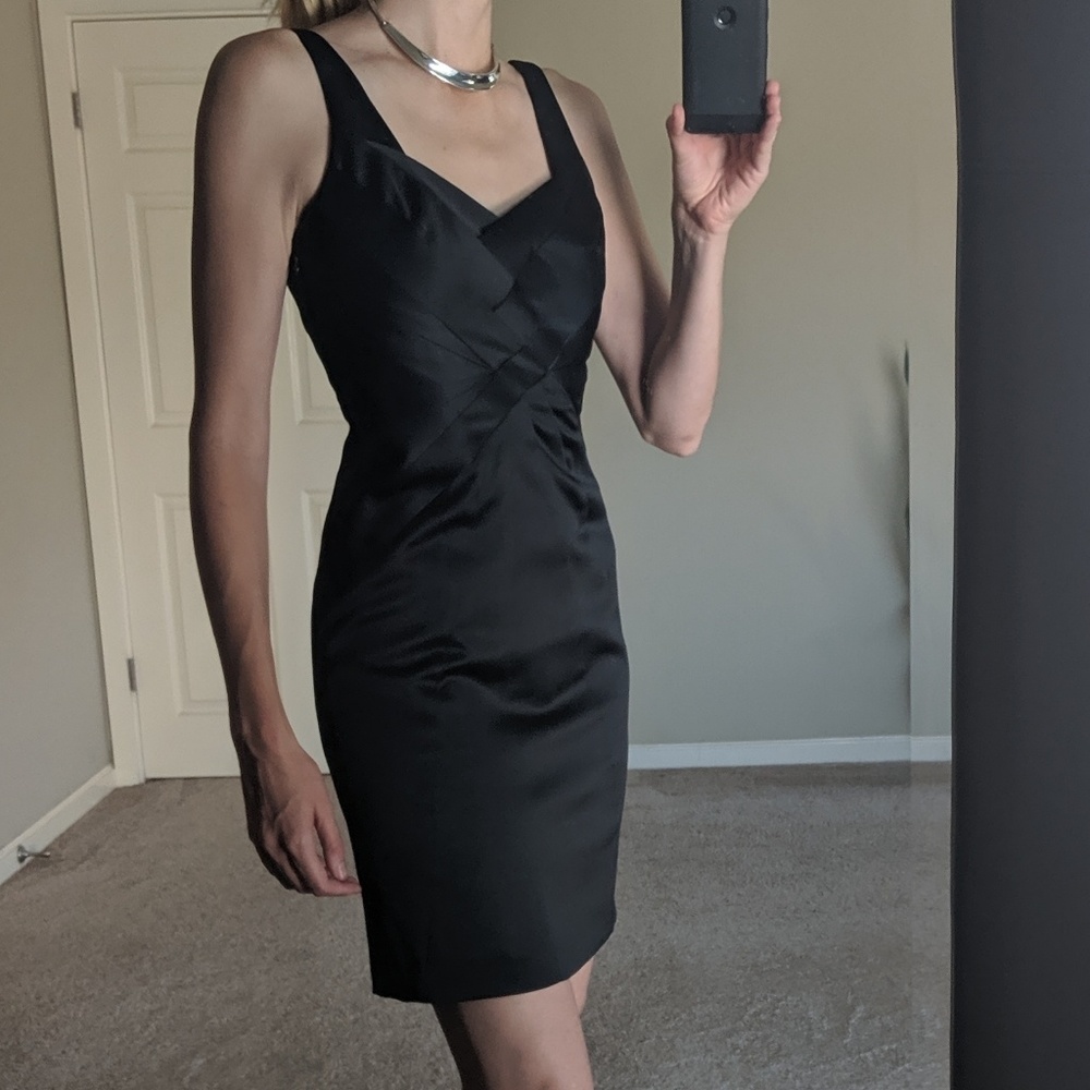 Black satin cocktail dress